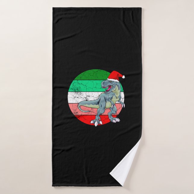 Christmas dino elf   bath towel (Bath Towel)