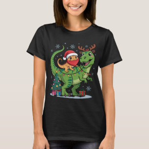 Christmas Dino Ride with Reindeer T-Rex T-Shirt