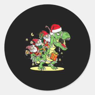 Christmas, Dino, Ugly Xmas, Trex Dinosaur, Gnome Classic Round Sticker