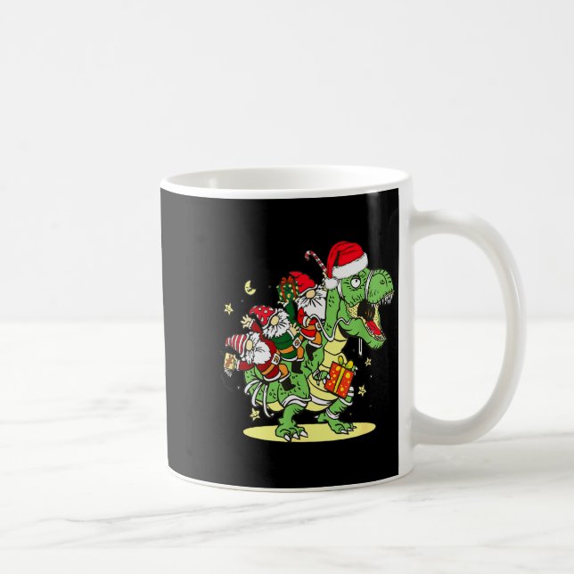 Christmas, Dino, Ugly Xmas, Trex Dinosaur, Gnome  Coffee Mug (Right)