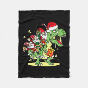 Christmas, Dino, Ugly Xmas, Trex Dinosaur, Gnome  Fleece Blanket