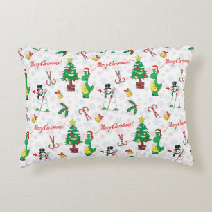 Christmas dinosaur and snowman decorative cushion