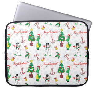 Christmas dinosaur and snowman laptop sleeve
