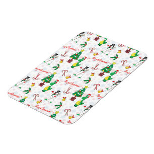 Christmas dinosaur and snowman magnet