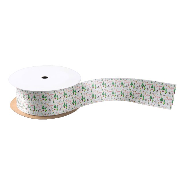 Christmas dinosaur and snowman satin ribbon (Spool)