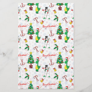 Christmas dinosaur and snowman stationery