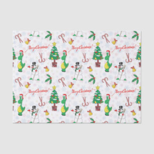 Christmas dinosaur and snowman tissue paper