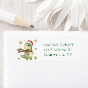 Christmas Dinosaur Birthday Party Address Return Address Label