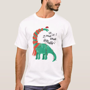 Christmas Dinosaur Brontosaurus Singing Fa Ra Rawr T-Shirt