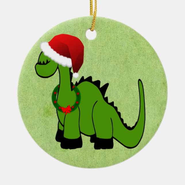Christmas Dinosaur Ceramic Tree Decoration (Front)