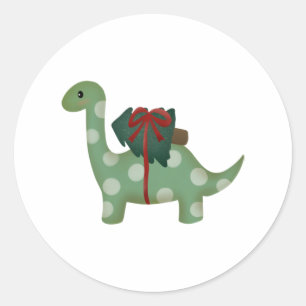 christmas dinosaur classic round sticker