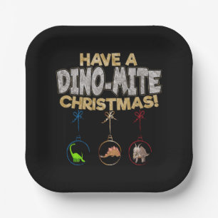 Christmas Dinosaur Dino Pun Paper Plate