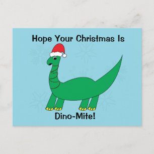 Christmas Dinosaur Dinomite Funny Personalise Postcard