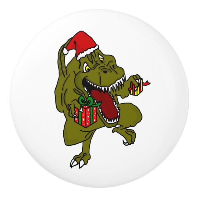 Christmas Dinosaur Door Knob (Front)
