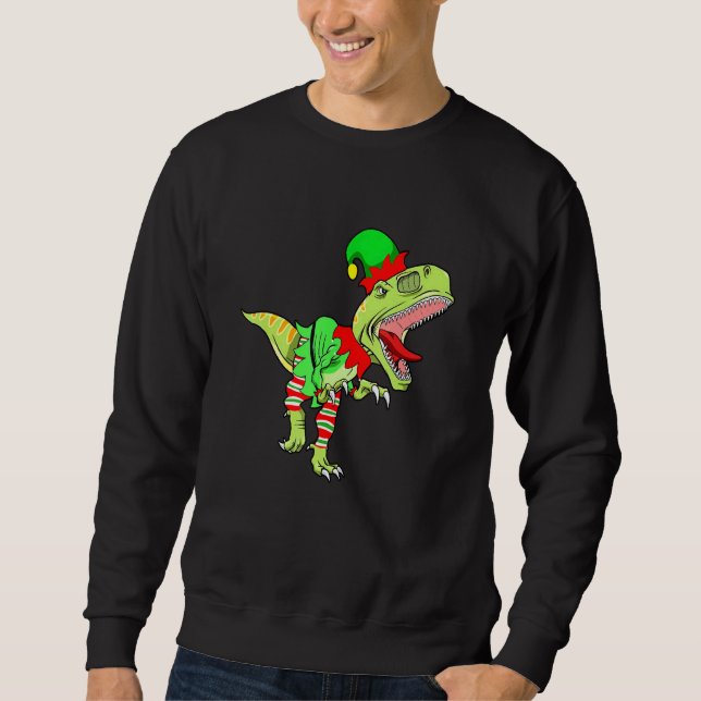 Christmas Dinosaur Elf Boys Kids Teens Xmas  Men Sweatshirt (Front)