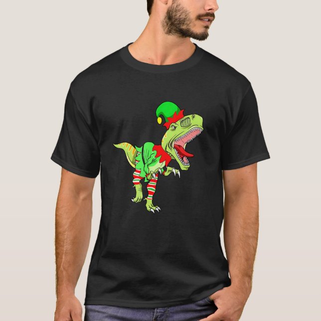Christmas Dinosaur Elf Boys Kids Teens Xmas  Men T-Shirt (Front)