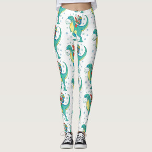 christmas dinosaur face mask santa leggings