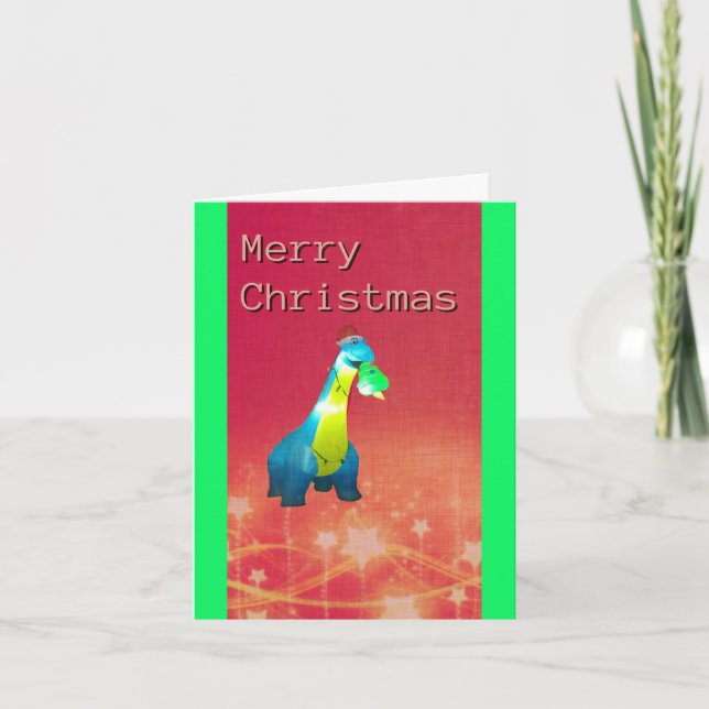 Christmas Dinosaur Folded Greeting Card (Front)