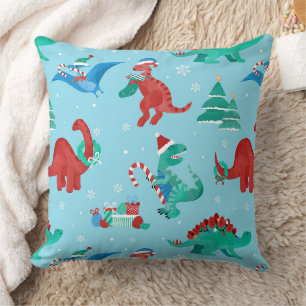 Christmas Dinosaur Kids Fun Holiday Winter Cushion