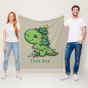Christmas Dinosaur Light Party Funny Tree Rex Fleece Blanket