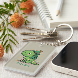Christmas Dinosaur Light Party Funny Tree Rex  Key Ring