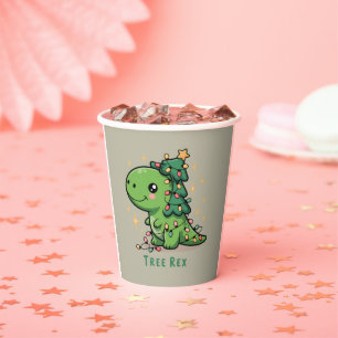 Christmas Dinosaur Light Party Funny Tree Rex Paper Cups
