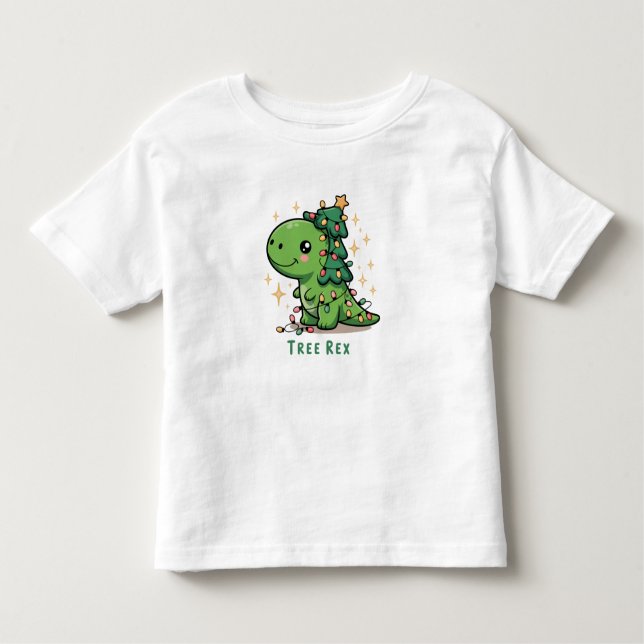 Christmas Dinosaur Light Party Funny Tree Rex  Toddler T-Shirt (Front)