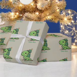 Christmas Dinosaur Light Party Funny Tree Rex Wrapping Paper