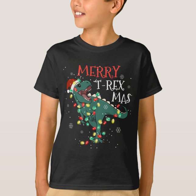 Christmas Dinosaur Merry TRexmas Trex Dino Holiday T-Shirt (Front)