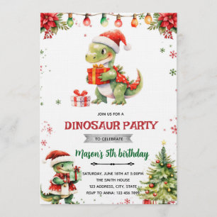 Christmas dinosaur party invitation