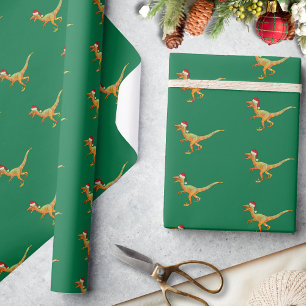 Christmas Dinosaur Raptor Wrapping Paper