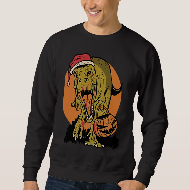 Christmas Dinosaur rex Halloween Pumpkin  Cool Sweatshirt (Front)