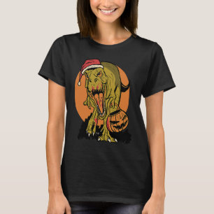 Christmas Dinosaur rex Halloween Pumpkin  Cool T-Shirt