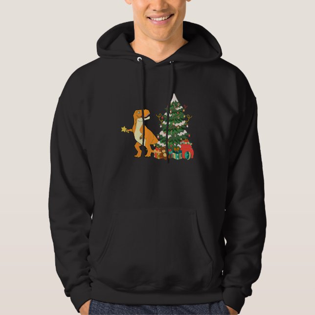 Christmas Dinosaur rex  Holiday Season Xmas Hoodie (Front)