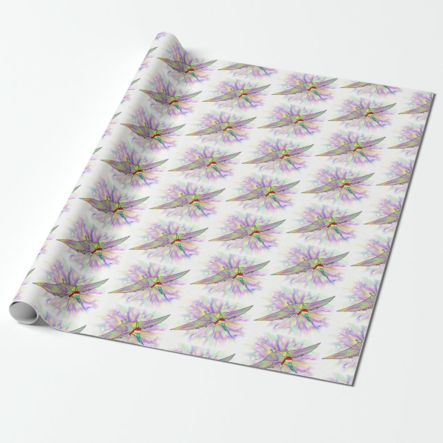Christmas Dinosaur Santa Pterodactyl Wrapping Paper (Unrolled)