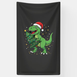 Christmas Dinosaur Santa T Rex Banner