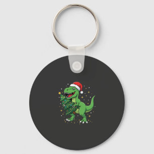Christmas Dinosaur Santa T Rex Key Ring