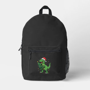 Christmas Dinosaur Santa T Rex Printed Backpack