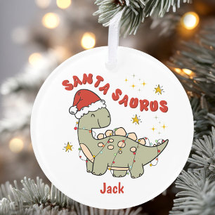 Christmas Dinosaur Santasaurus Name Cute Ornament
