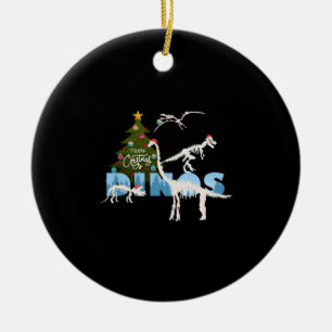 Christmas Dinosaur Skeleton Shirt for Kids Toddler Ceramic Ornament