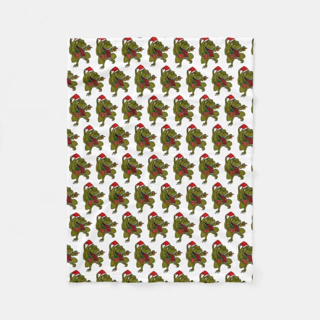 Christmas Dinosaur Snowflake Fleece Blanket (Front)
