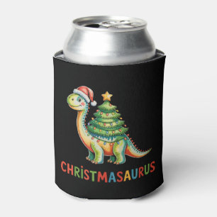 Christmas Dinosaur T Rex Dino Xmas Tree Lights Can Cooler