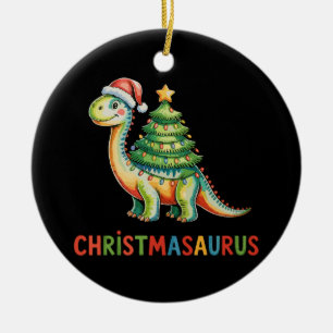 Christmas Dinosaur T Rex Dino Xmas Tree Lights Ceramic Ornament