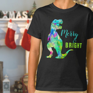 Christmas Dinosaur T-Rex Merry and bright T-Shirt