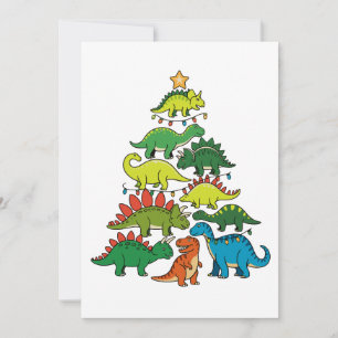 Christmas Dinosaur T Rex Tree Xmas Lights Festive Holiday Card