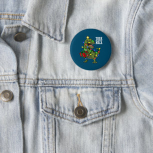 Christmas Dinosaur Tree Rex Boys Girls Kids Xmas 6 Cm Round Badge