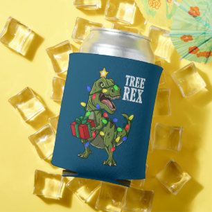 Christmas Dinosaur Tree Rex Boys Girls Kids Xmas Can Cooler