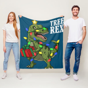 Christmas Dinosaur Tree Rex Boys Girls Kids Xmas Fleece Blanket