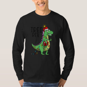 Christmas Dinosaur Tree Rex Lights Men Boys Kids X T-Shirt