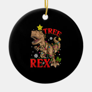 Christmas Dinosaur Tree Rex Lights T Rex Xmas Ceramic Ornament